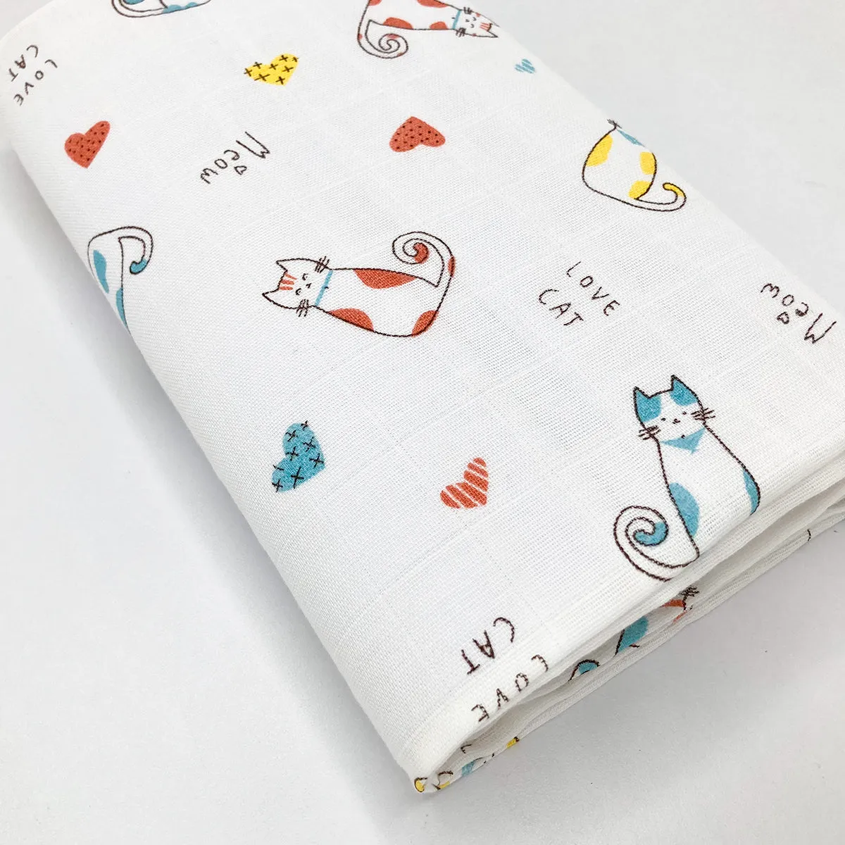 100% Soft Cotton Muslin Swaddle / Towel - Cat