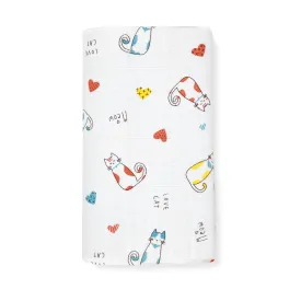 100% Soft Cotton Muslin Swaddle / Towel - Cat