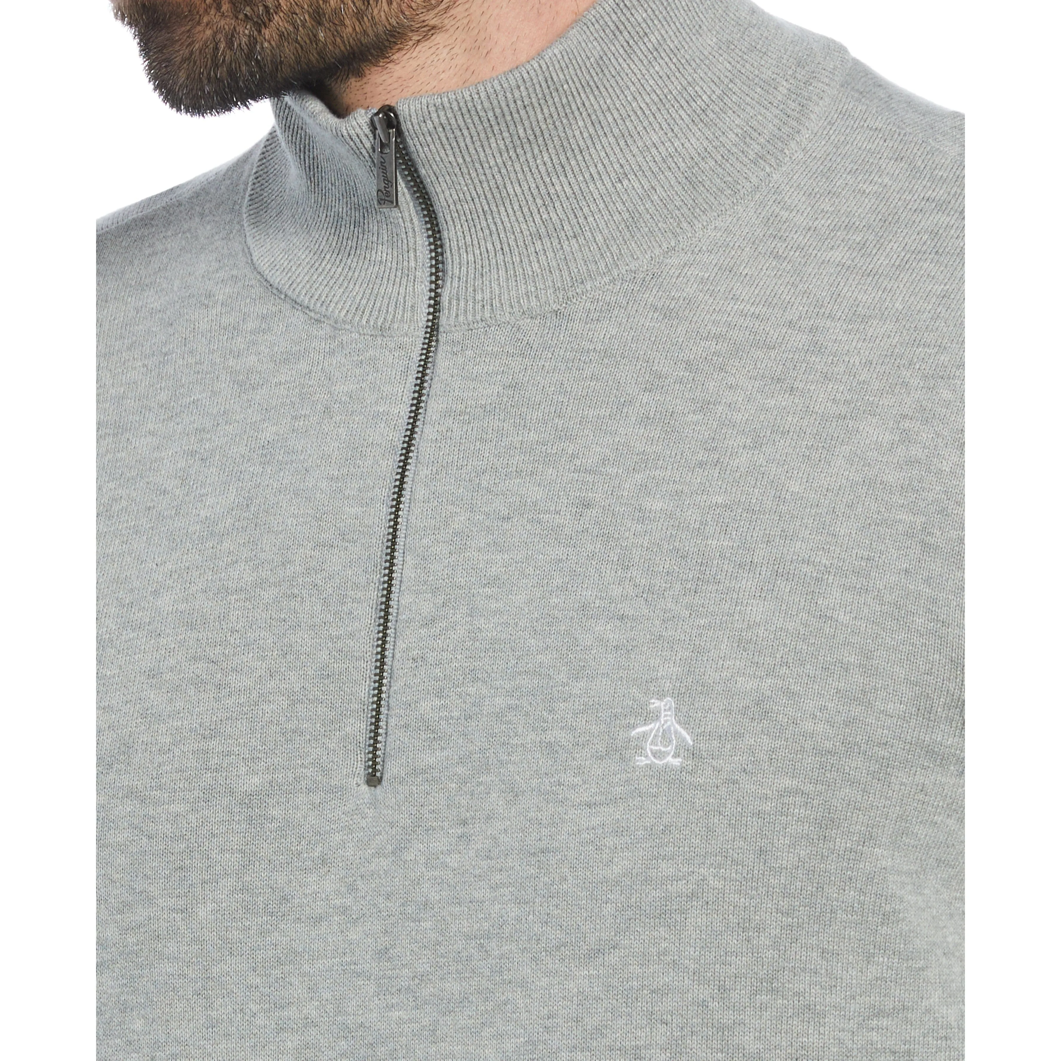 1/4 Zip Cotton Jersey Sweater