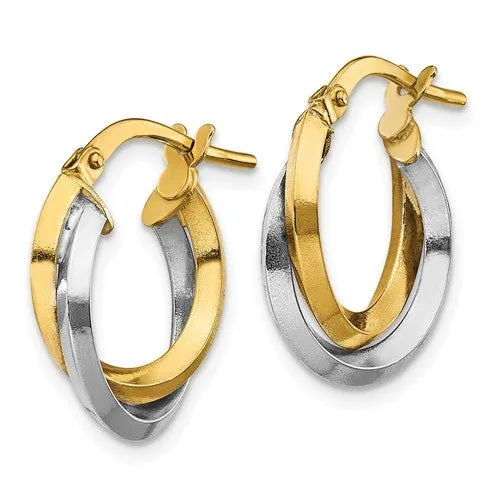 14K TT Gold Double Hoop Earrings 1.6grms