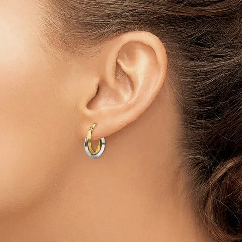 14K TT Gold Double Hoop Earrings 1.6grms