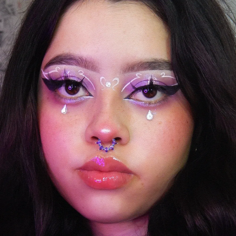 16G Gorgeous Purple CZ Gems Hinged Segment Septum Ring