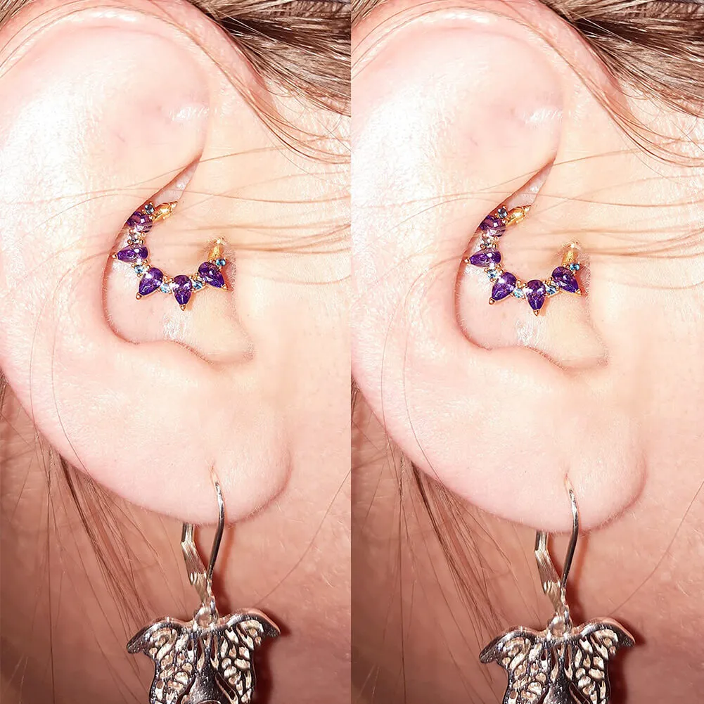 16G Gorgeous Purple CZ Gems Hinged Segment Septum Ring