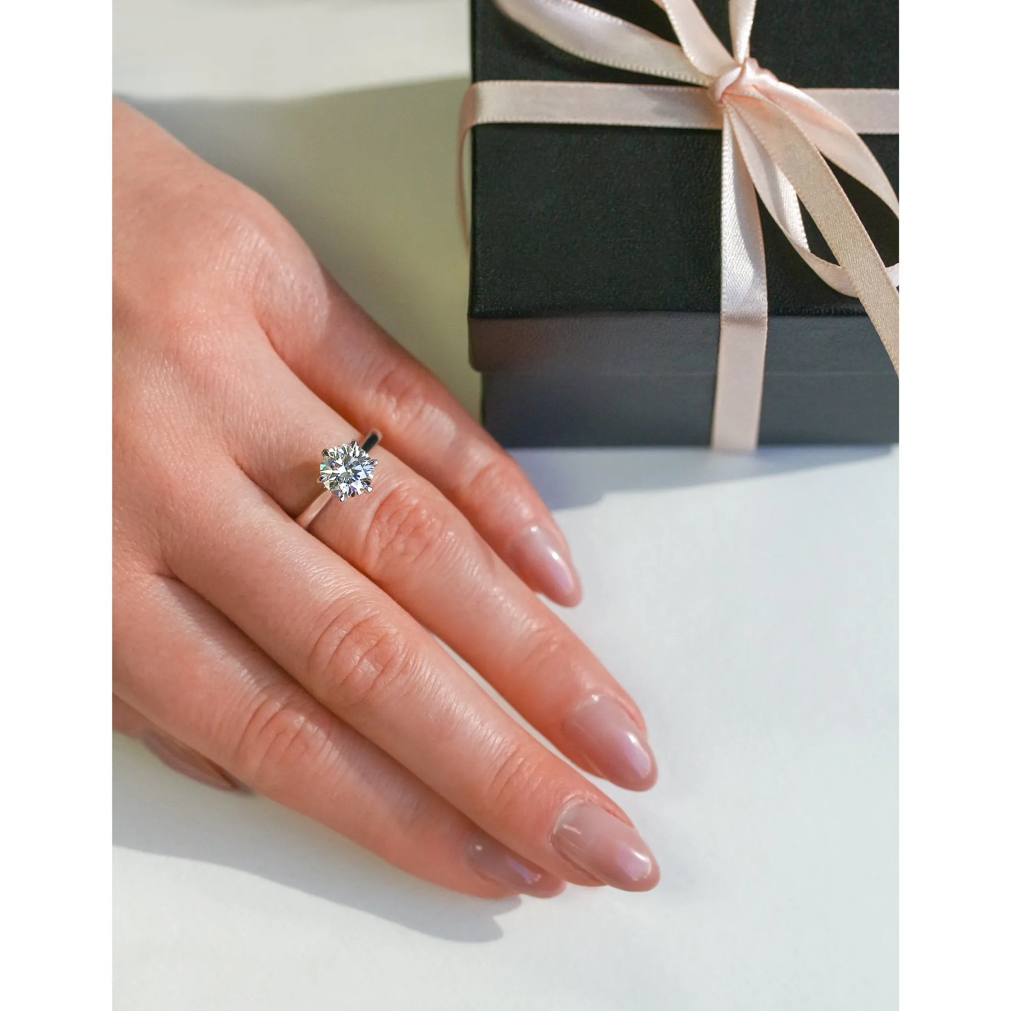 1.9ct Round Moissanite 6-Prong Ring