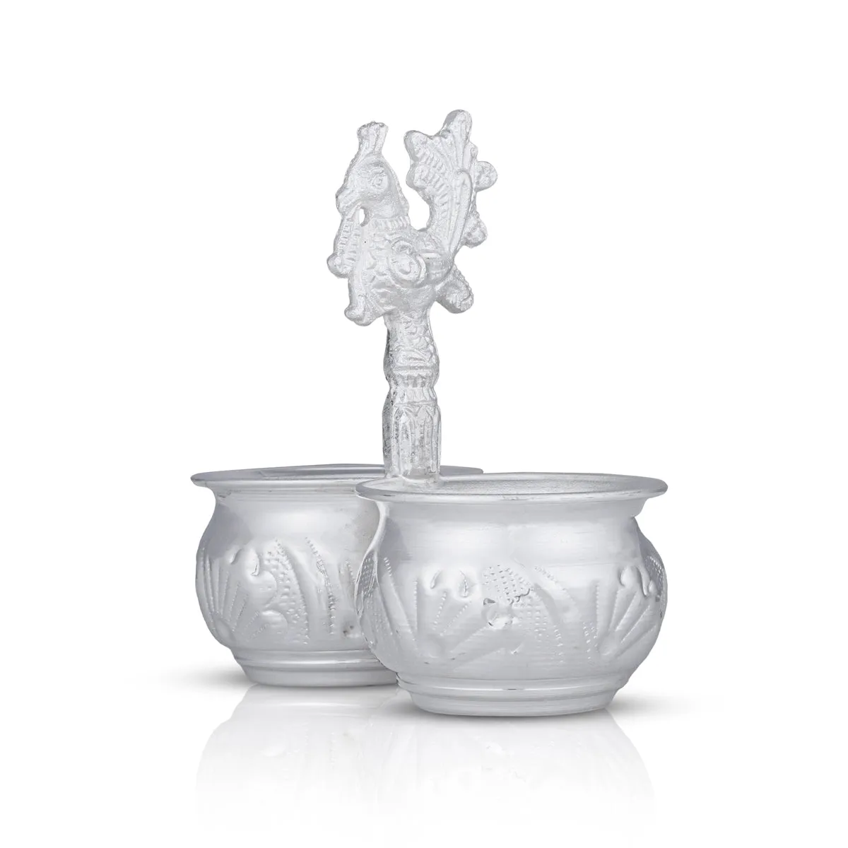 2 Cups Chomukha With Annam Handle - 5 x 5 Inches | German Silver Panchwala/ Kumkum Holder for Pooja/ 170 Gms