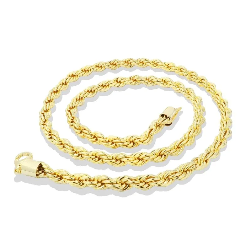 8mm Gold Filled Bonded Rope Chain Necklace 24/30 Inches