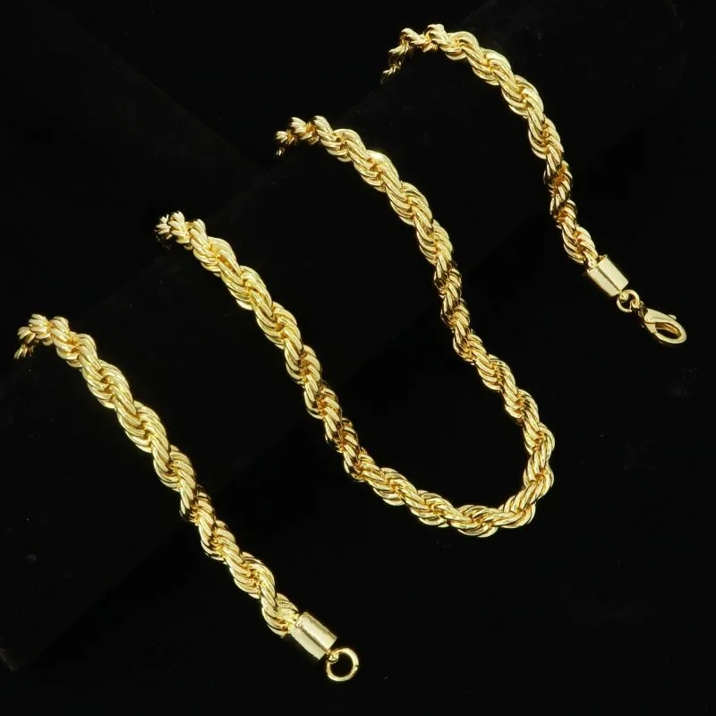 8mm Gold Filled Bonded Rope Chain Necklace 24/30 Inches