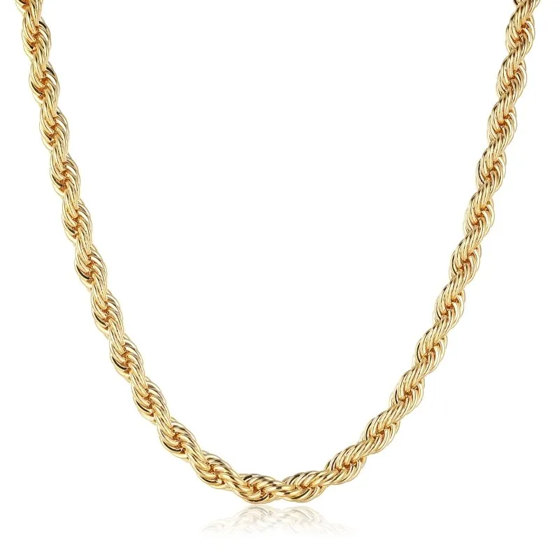 8mm Gold Filled Bonded Rope Chain Necklace 24/30 Inches