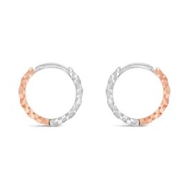 9ct Rose And White Gold Two Toned Patterned Hoop Earrings