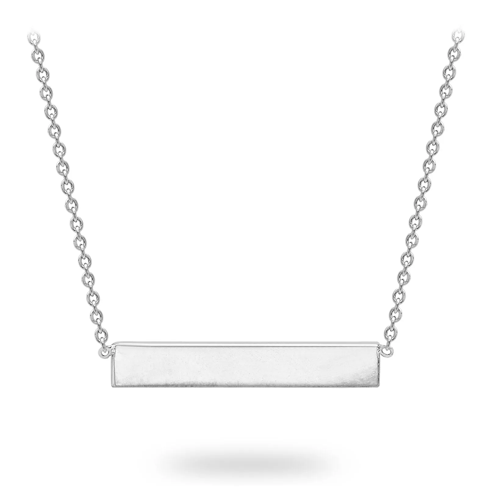 9ct White Gold Solid Horizontal Bar Necklace 41 2cm
