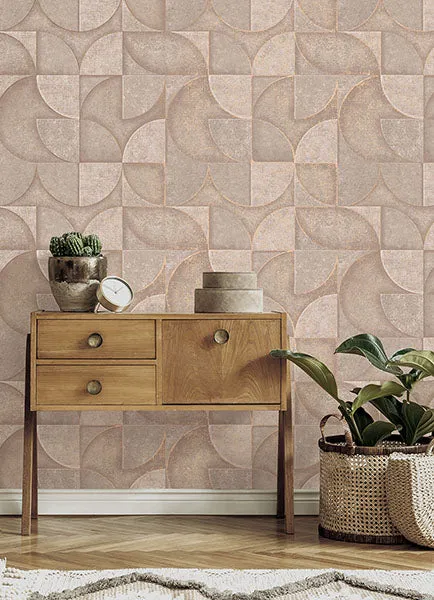 Addison Blush Retro Geo Wallpaper from Fusion Advantage Collection