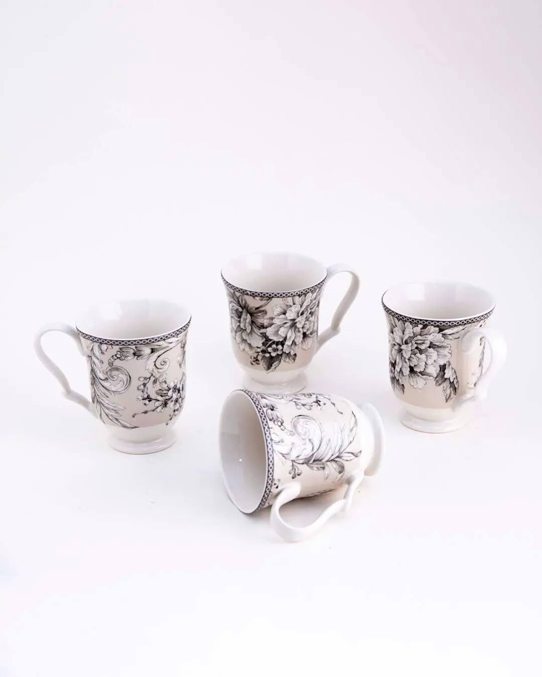 Adelaide Antique White Ceramic Mug - Set of 4