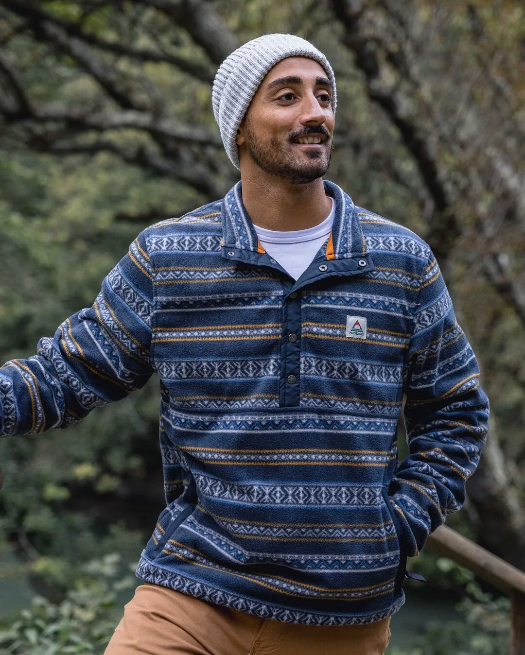 Adrift Midnight Fairisle Recycled Polar Fleece Jacket - Sustainable Comfort