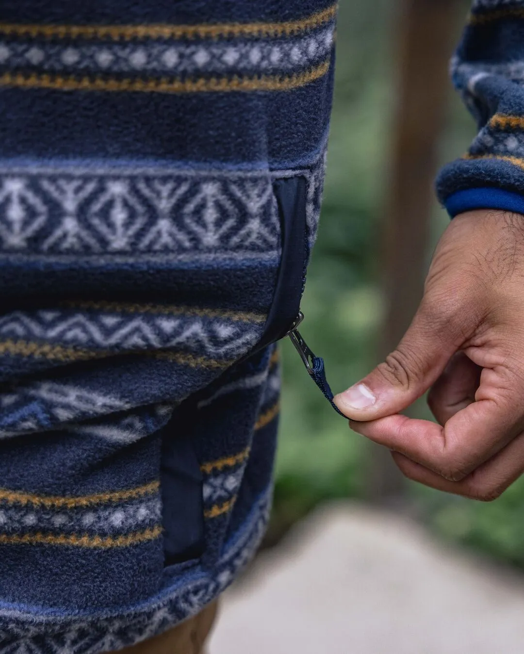 Adrift Midnight Fairisle Recycled Polar Fleece Jacket - Sustainable Comfort