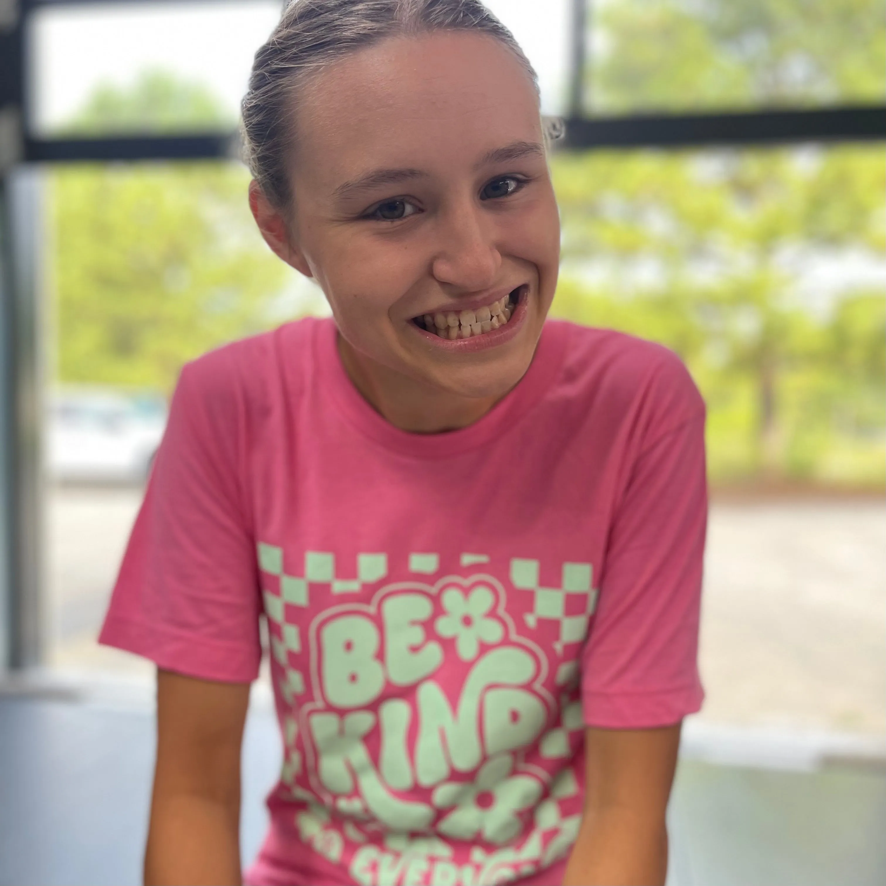 Adult Pink Retro Checkerboard Be Kind to Everyone® Tee