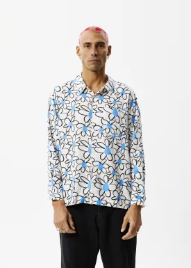 AFENDS Mens Waterfall - Long Sleeve Shirt - White