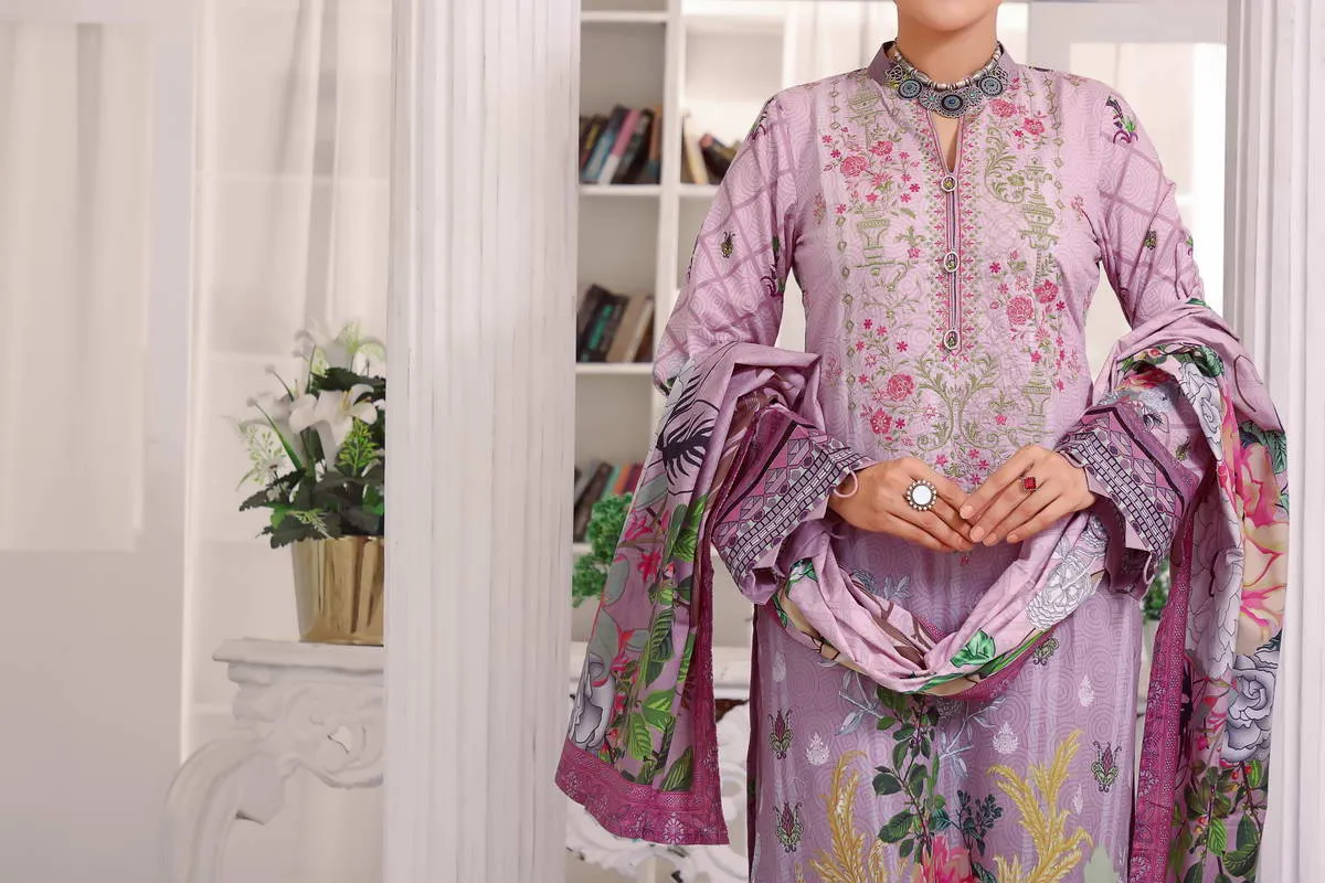 Aiza By VS Textile Embroidered Lawn Unstitched 3 Piece Suit - 01
