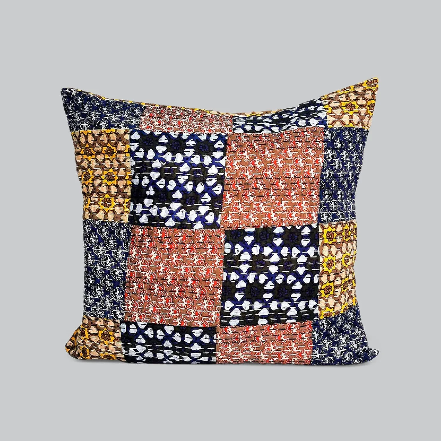Ajarakh Patch Cushion Cover (Assorted Colour & Design) 16 x 16 in