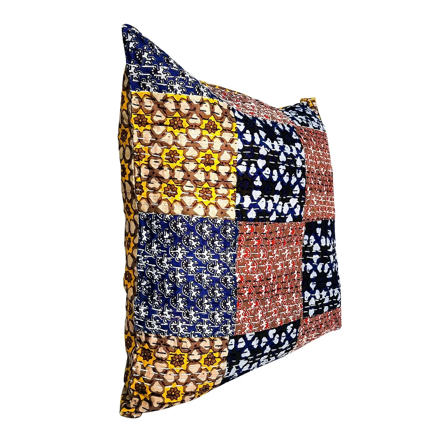 Ajarakh Patch Cushion Cover (Assorted Colour & Design) 16 x 16 in
