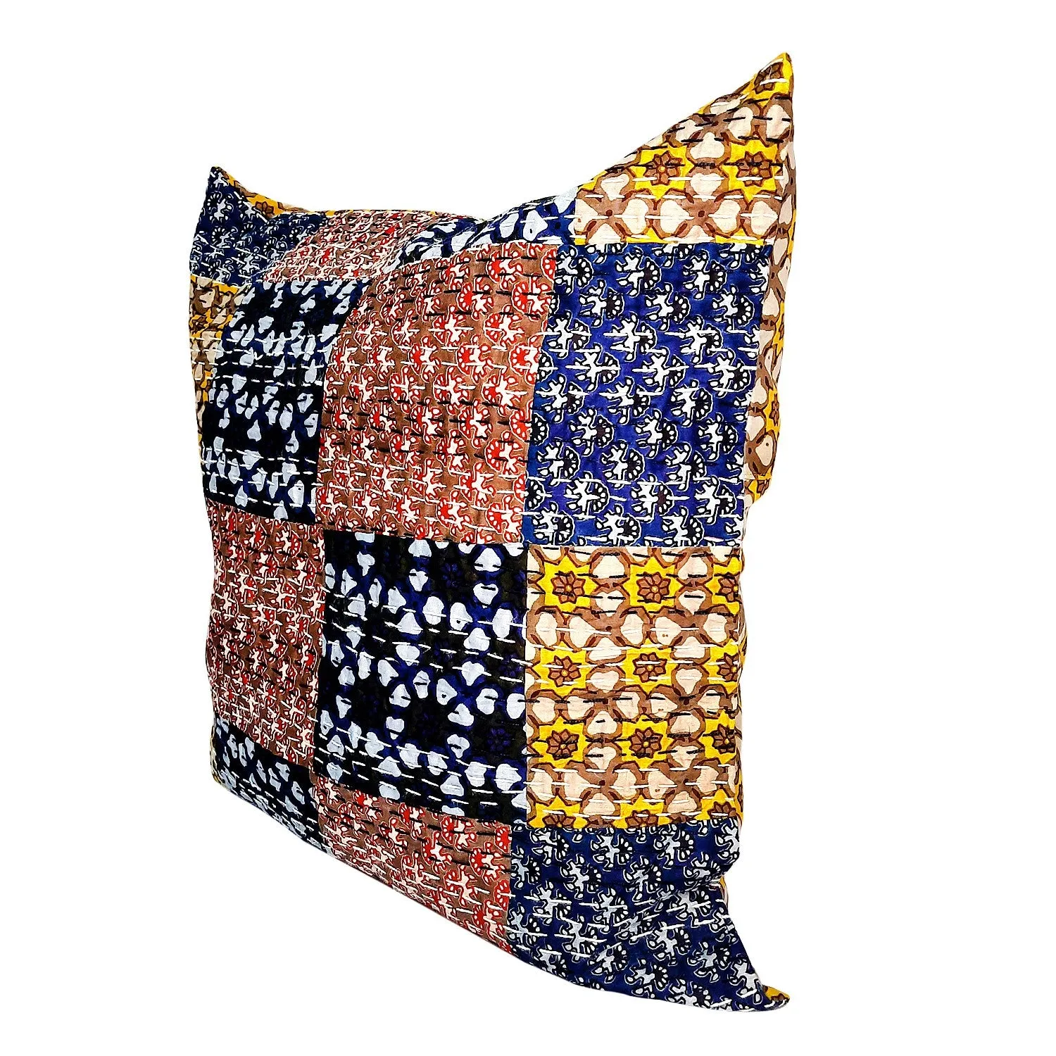 Ajarakh Patch Cushion Cover (Assorted Colour & Design) 16 x 16 in