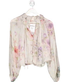 Anthropologie Purple Floral Long Sleeve Blouse UK XS