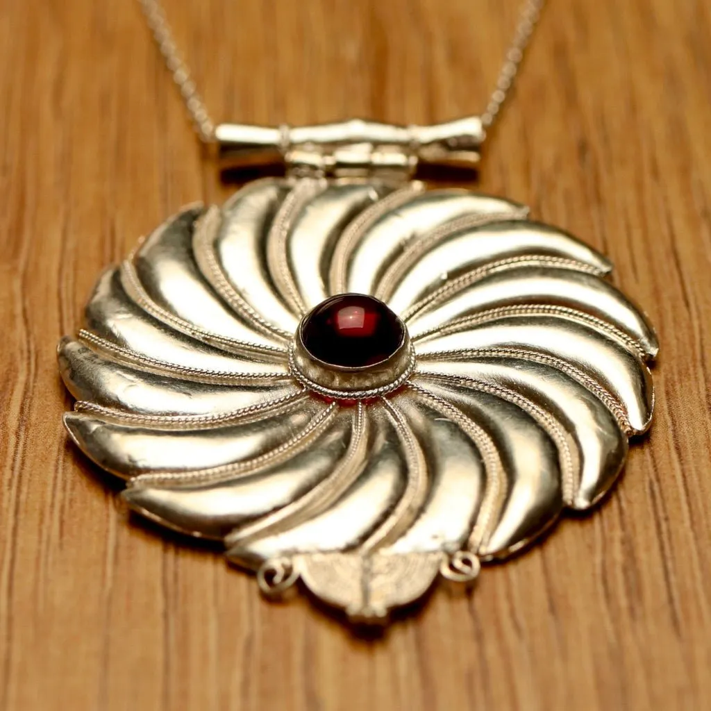 Asante-Sunburst Silver Necklace
