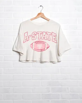 ASU Red Wolves Wonka Football Off White Cropped Tee