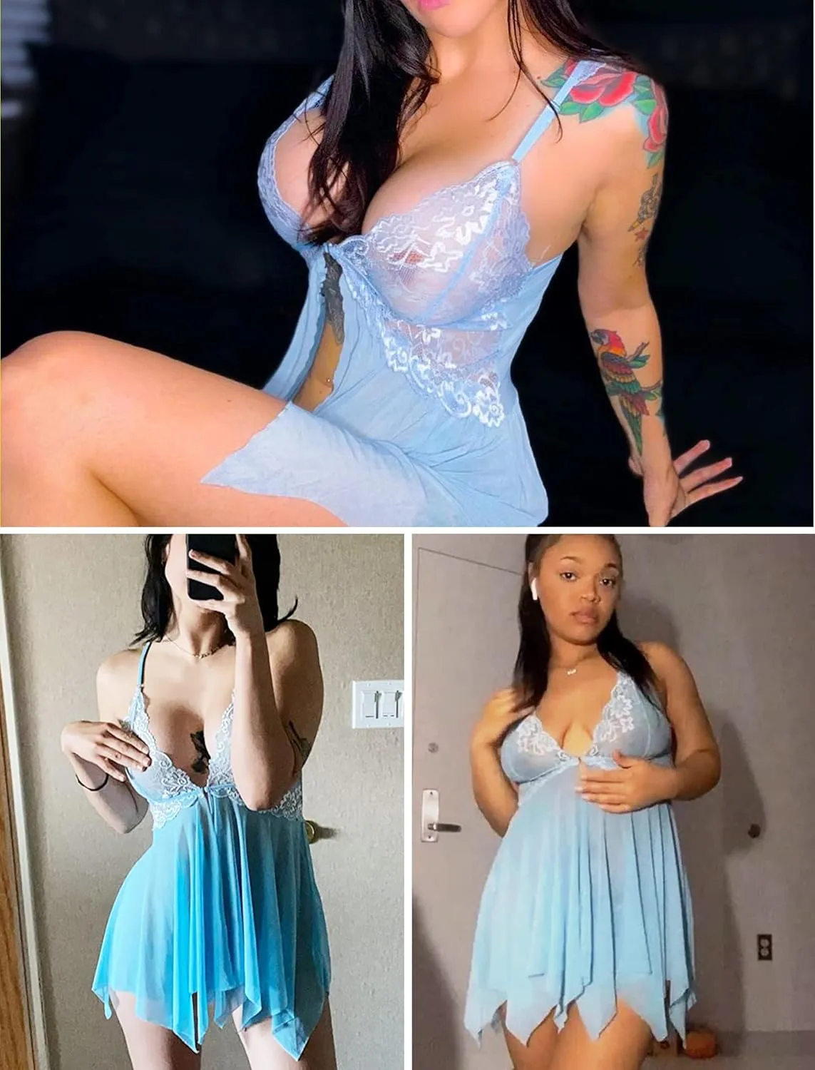 Avidlove Women Lace Lingerie Front Closure Babydoll V Neck Nightwear Sexy Chemise Nightie