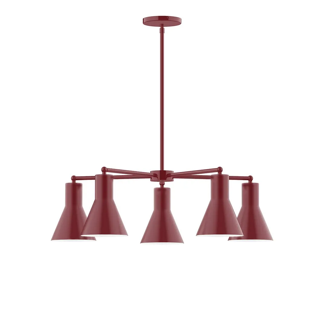 Axis Flare 5-Light LED Chandelier in Barn Red