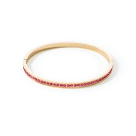 Bangle stainless steel & crystals gold pink 17
