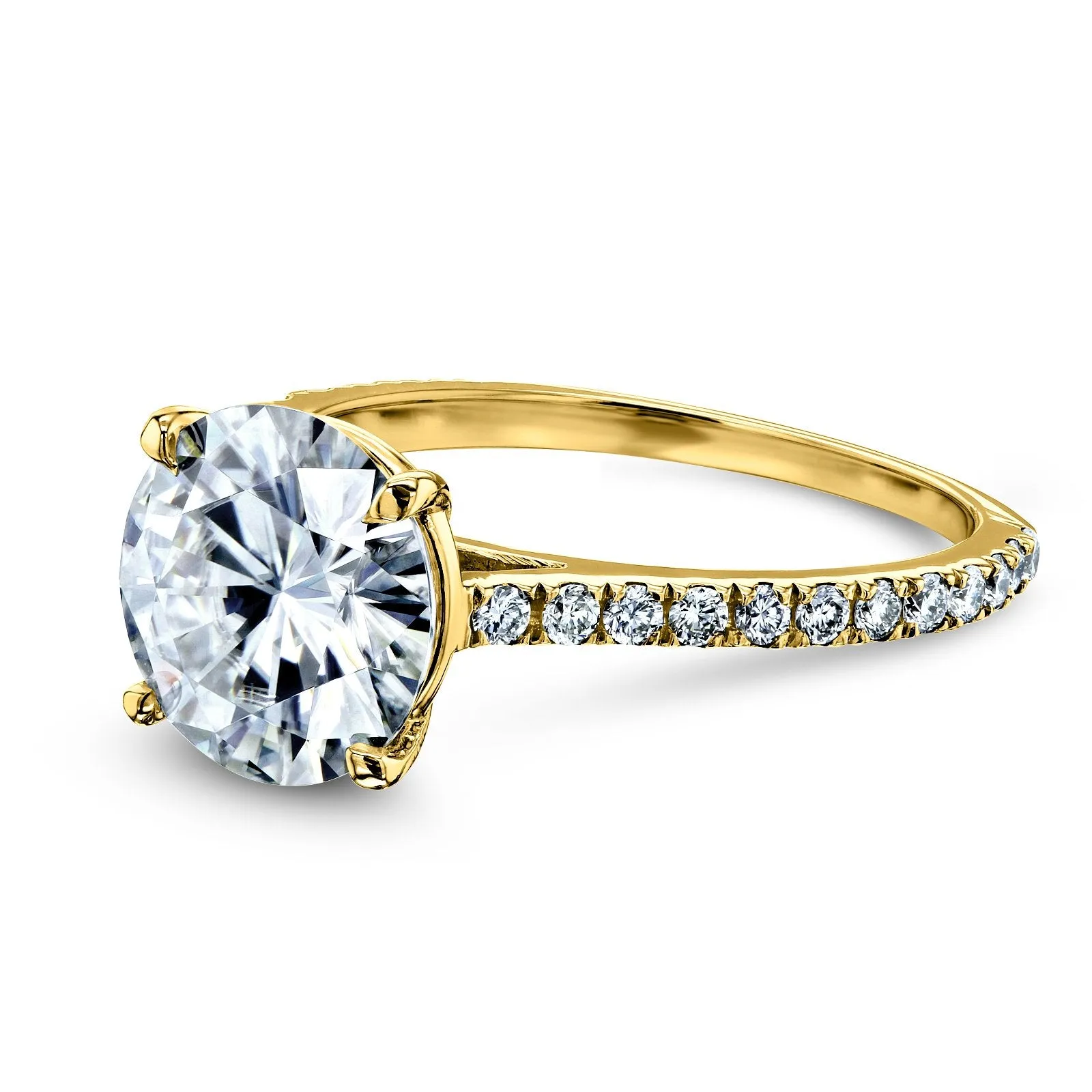 Basket Cathedral 9mm Moissanite and Diamond Ring