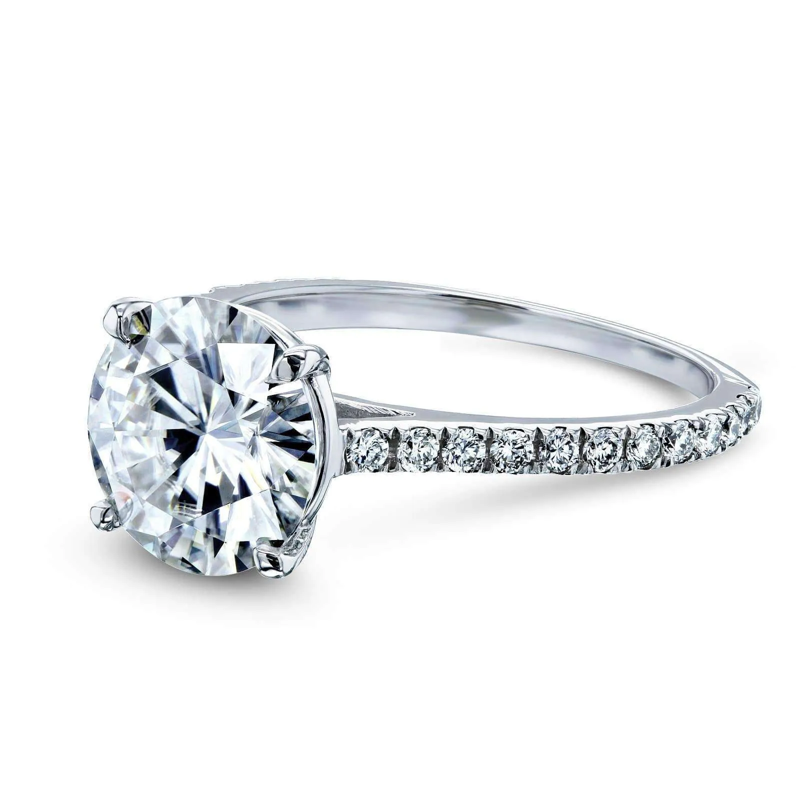Basket Cathedral 9mm Moissanite and Diamond Ring