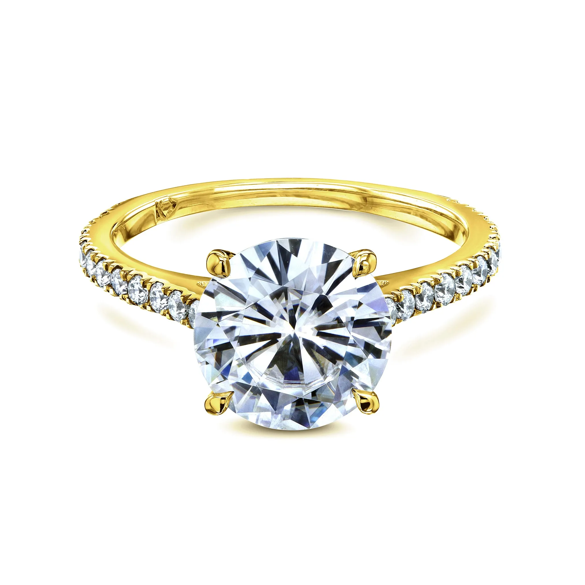 Basket Cathedral 9mm Moissanite and Diamond Ring