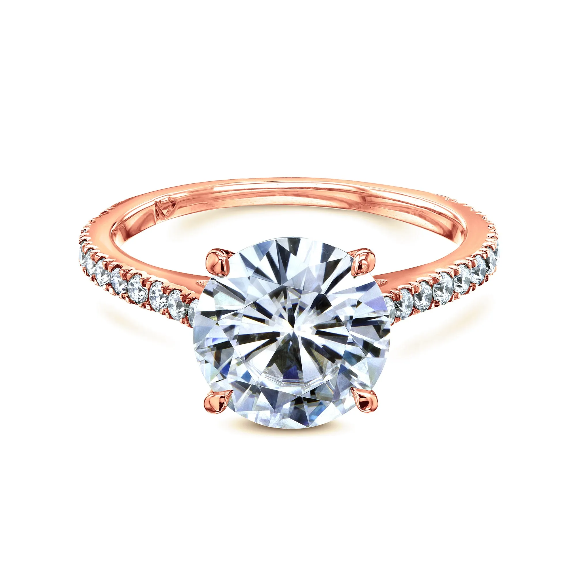 Basket Cathedral 9mm Moissanite and Diamond Ring