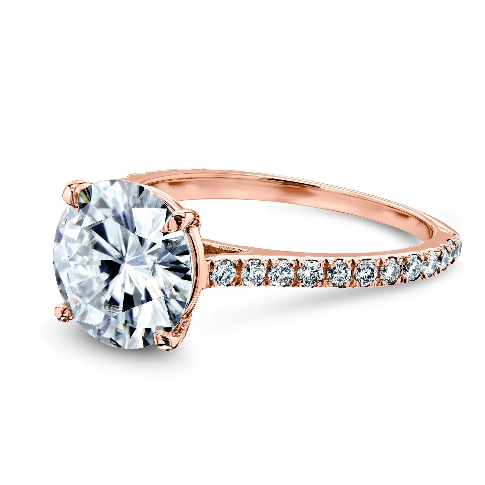 Basket Cathedral 9mm Moissanite and Diamond Ring