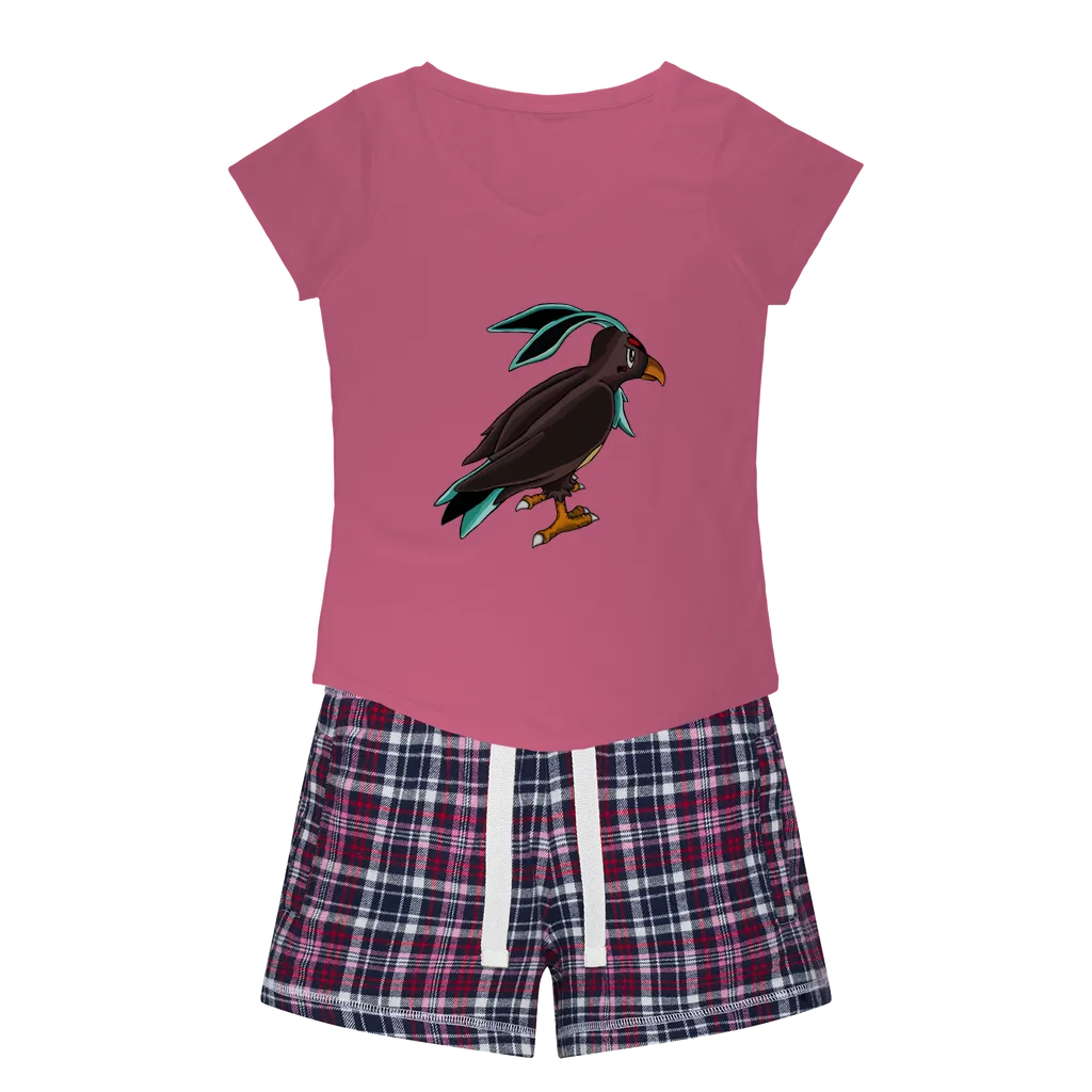 Birdam Women's Sleepy Tee and Flannel Short