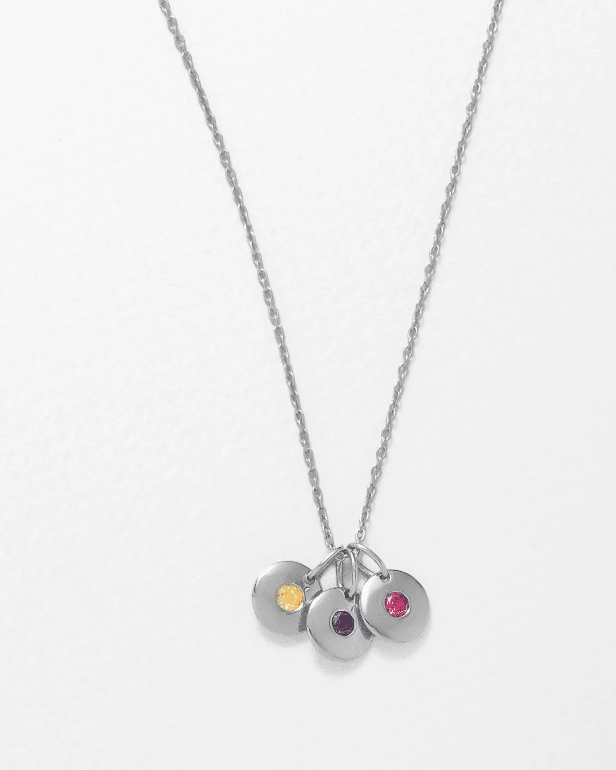 Birthstone Charm Necklace - 925 Sterling Silver