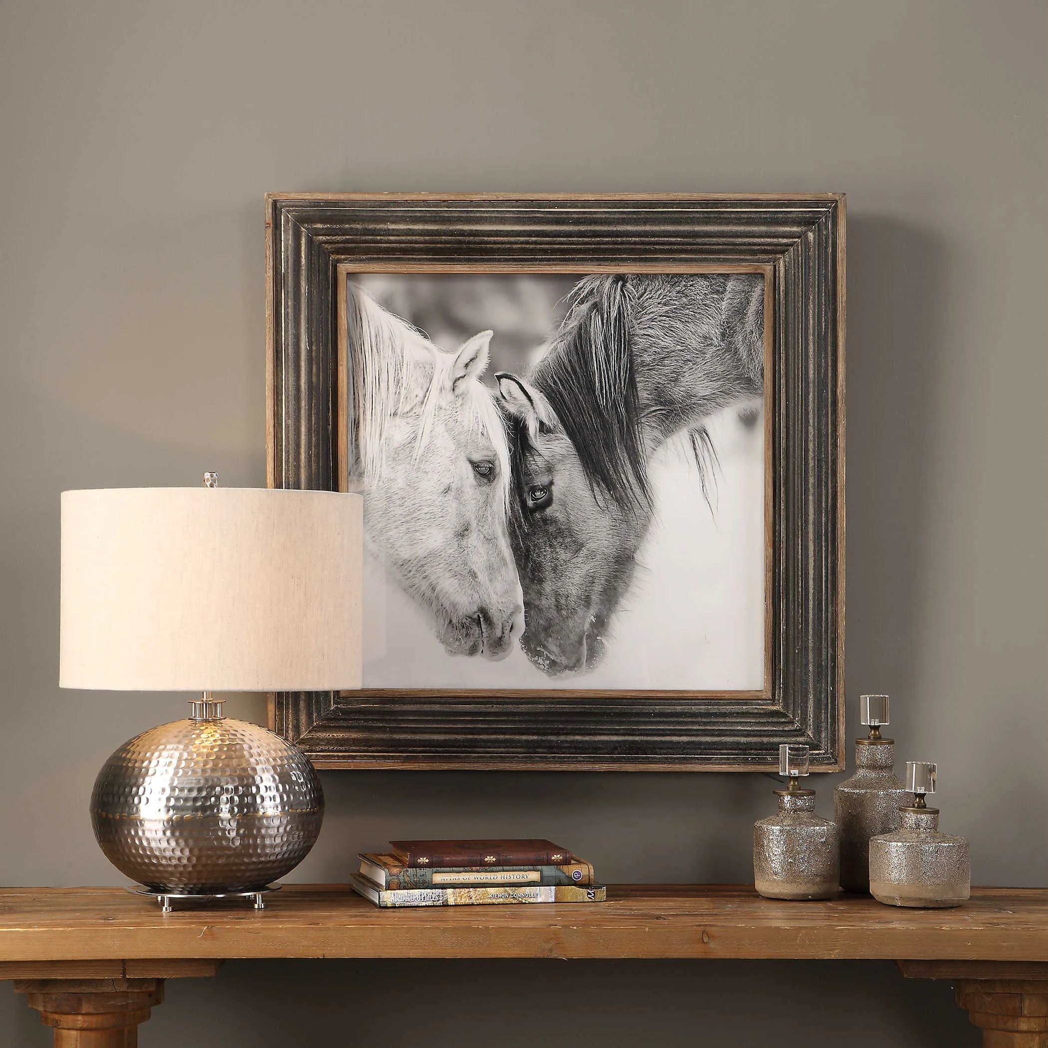 Black and White Horse Printed Photograph