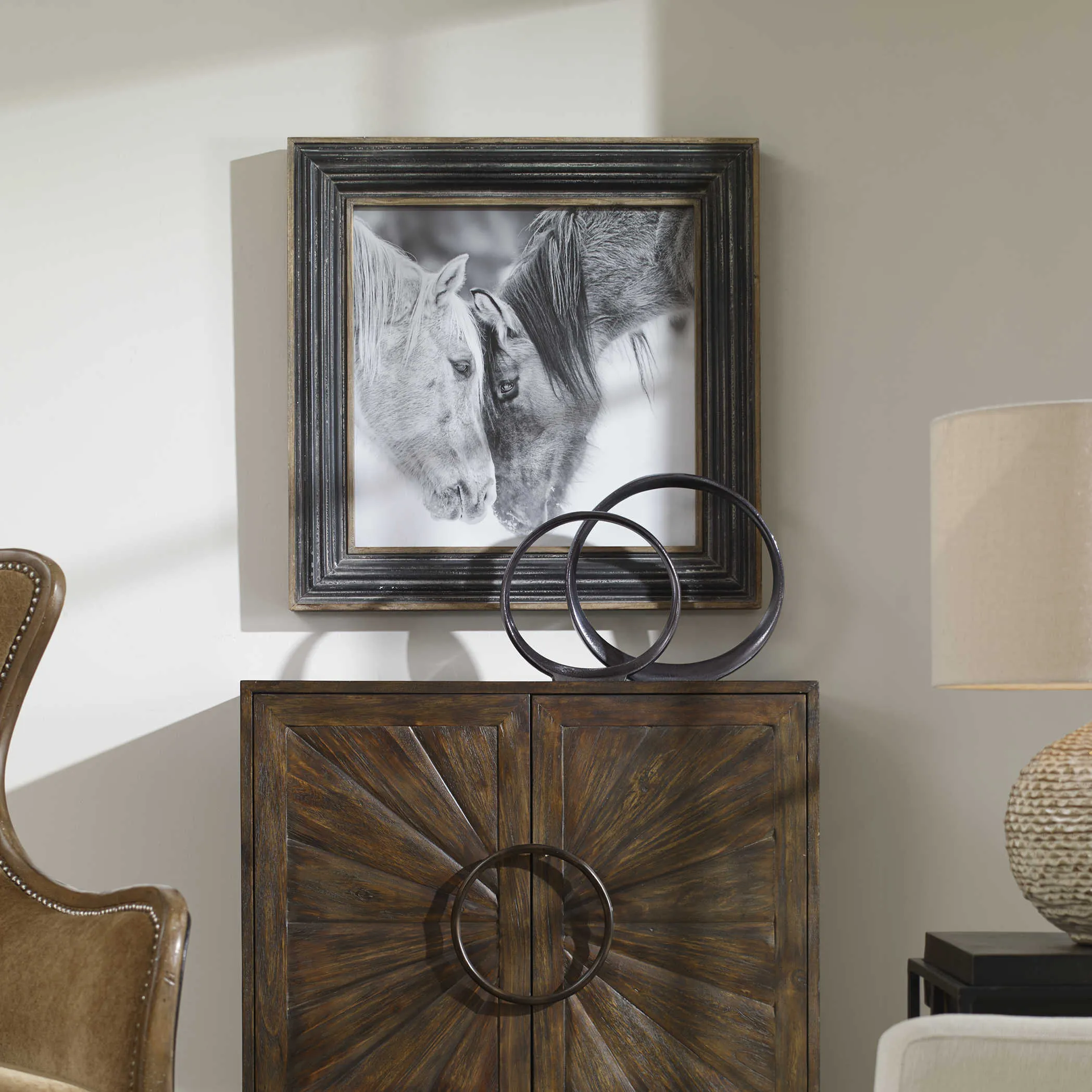 Black and White Horse Printed Photograph