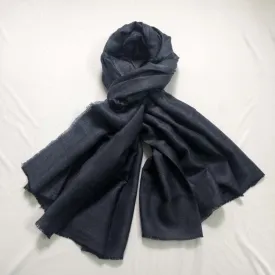 Black with Gray Handwoven Silk & Wool Shawl