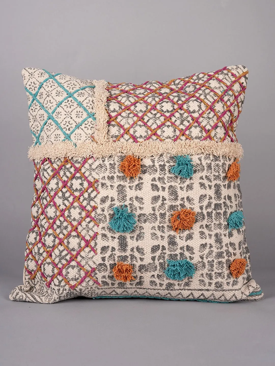 BLOCK PRINTED - SQUARE CUSHION COVER