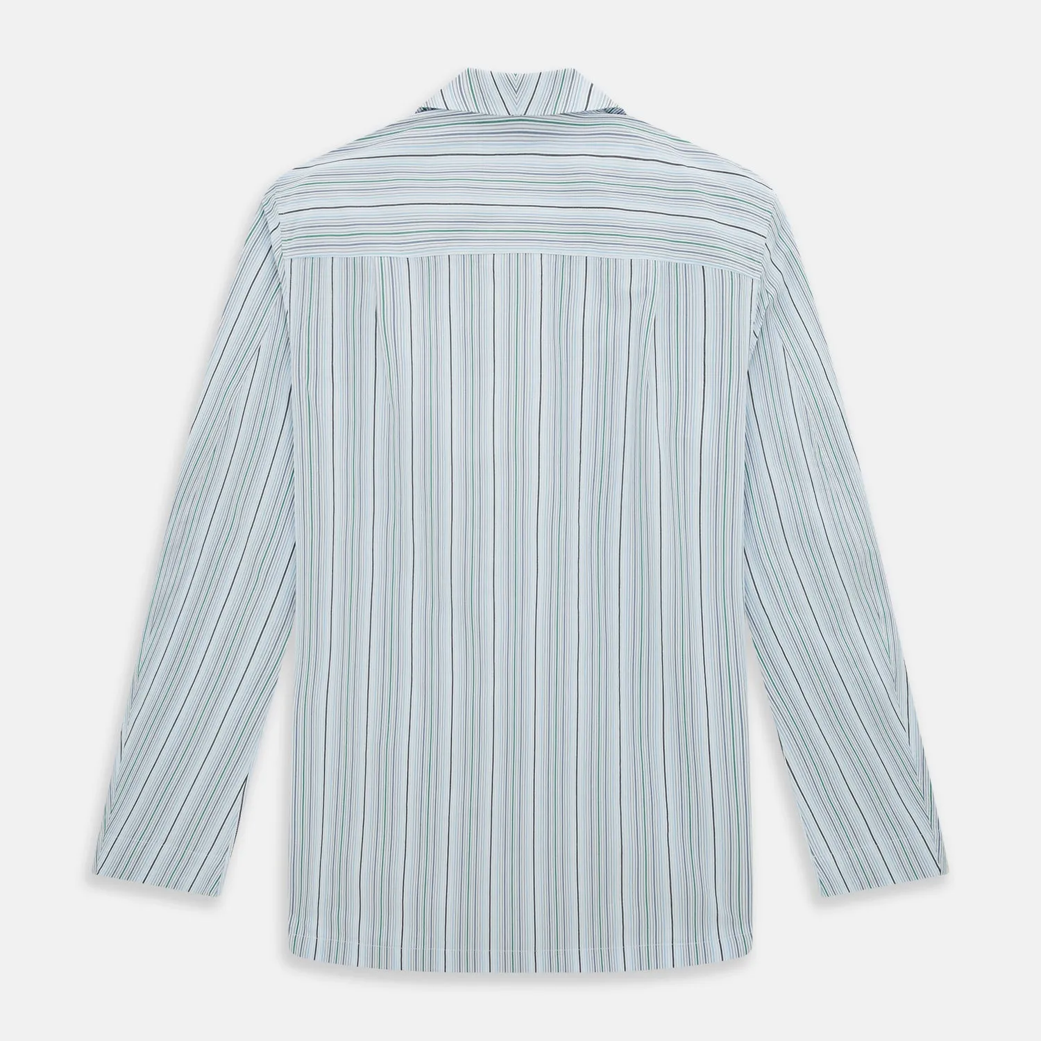 Blue and Green Multi Track Stripe Pyjama Shirt
