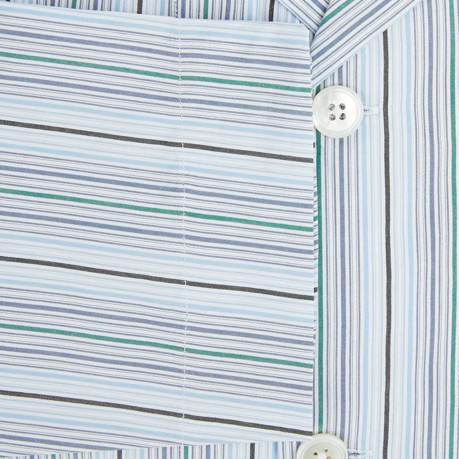 Blue and Green Multi Track Stripe Pyjama Shirt