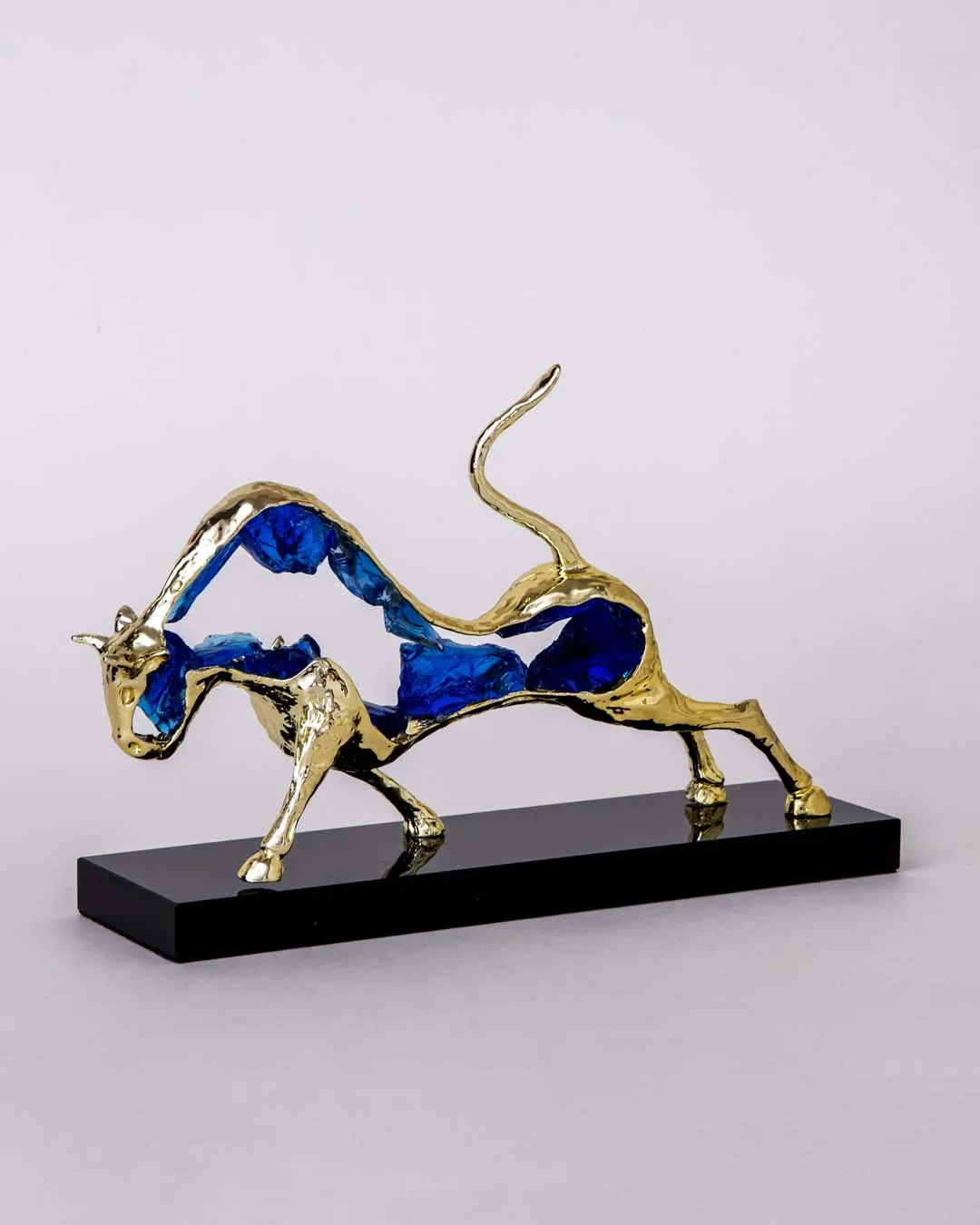 Blue Crystal Ornament Bull Figurine