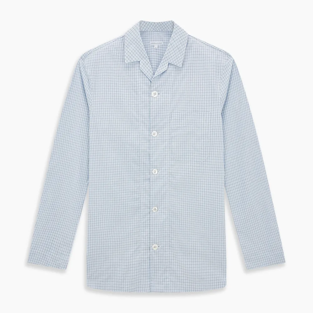 Blue Graph Check Pyjama Shirt