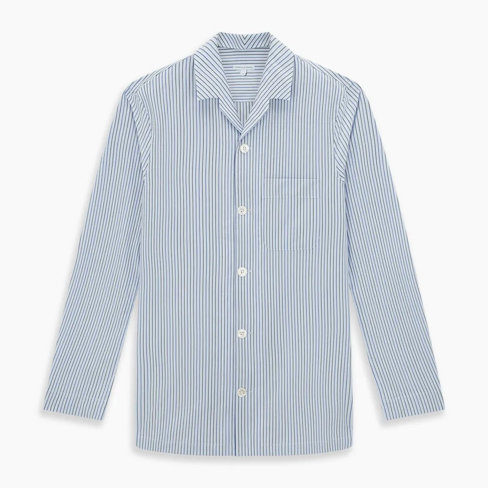 Blue Shadow Pinstripe Pyjama Shirt