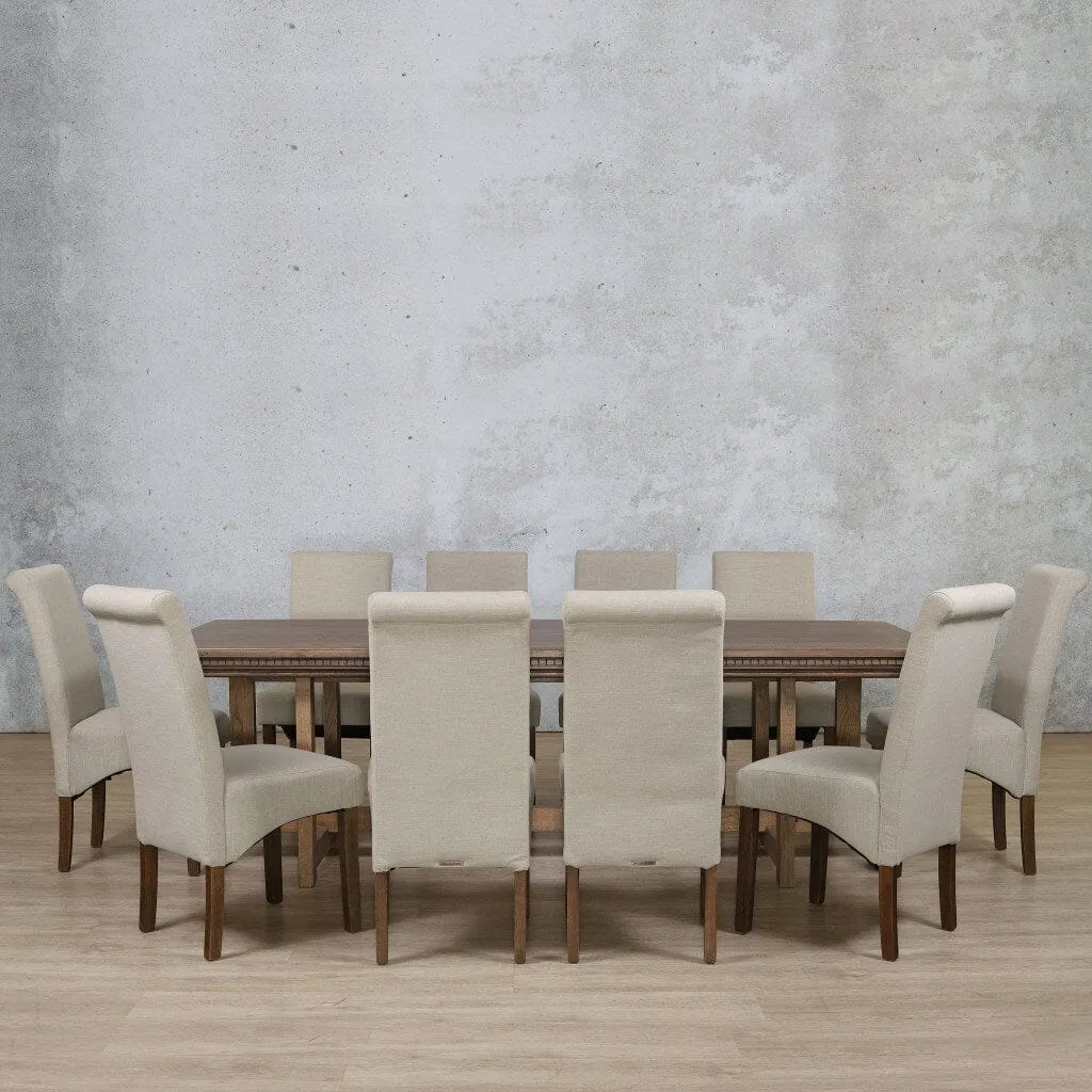 Bolton Fluted Wood Top & Windsor 10 Seater Dining Set