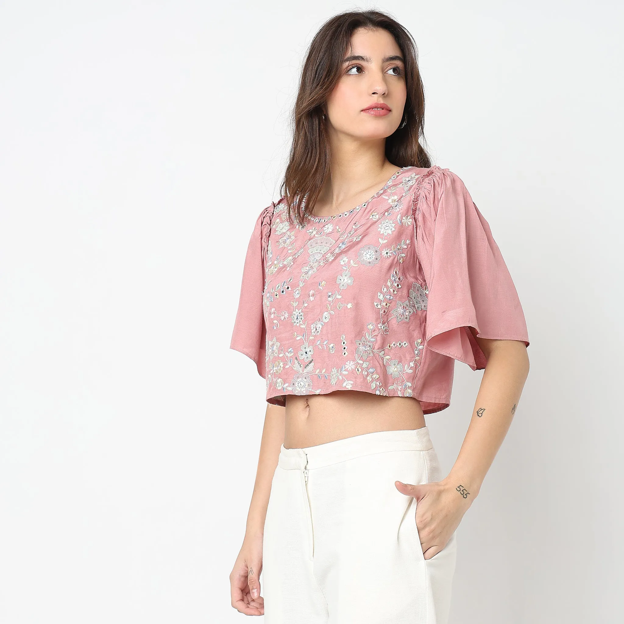 Boxy Fit Embellished Top