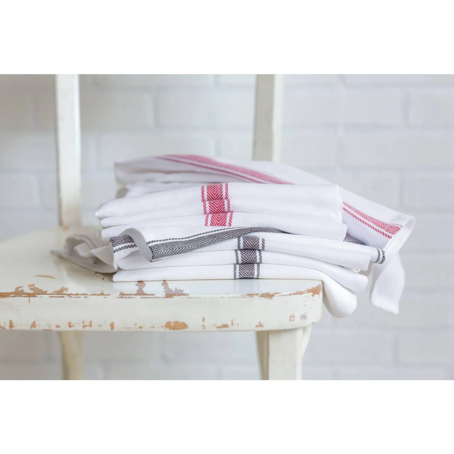 Brooklyn Stripe Black Dishtowels Set of 4