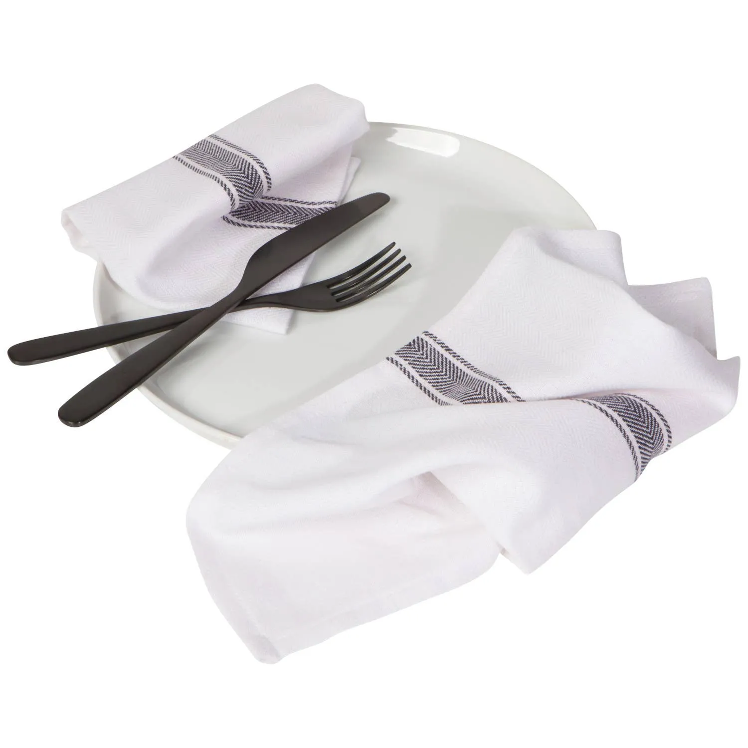 Brooklyn Stripe Black Dishtowels Set of 4